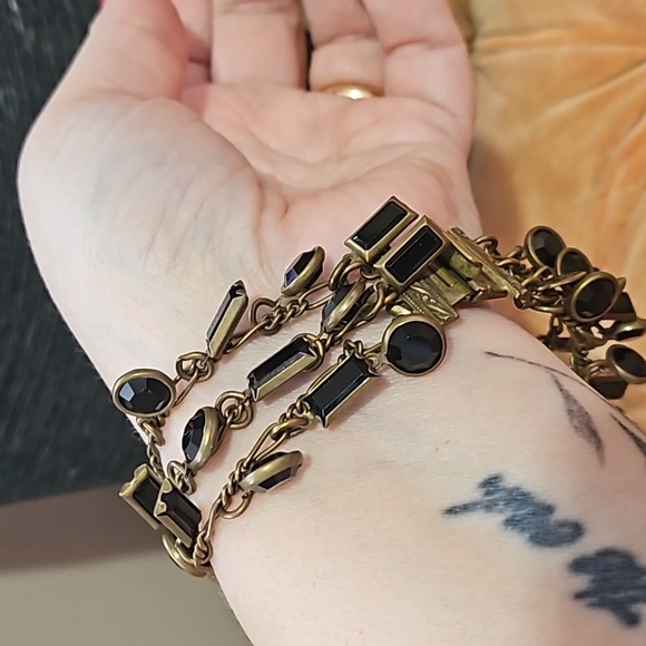 Vintage 1980 Sorrelli choker necklace and bracelet, signed brass base - Picture 8 of 12